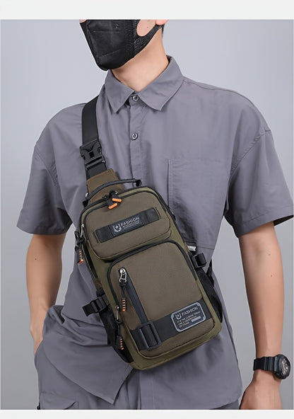 Men's Retro Belt Bag with Multi-Pocket & Anime Striped Strap - Durable Waist Pack Suitable for Commuting, Cycling, Outdoor - Wear-Resistant Hands-Free Waist Bag ()