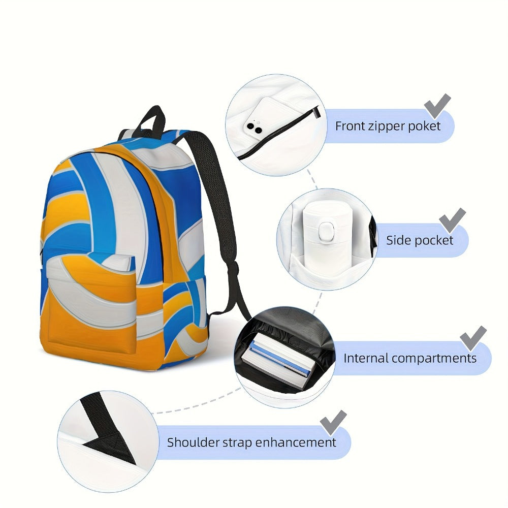 Lightweight Sports Backpack Suitable for Men & Women with Tablet/Laptop Compartment, Multi- Ball Print, Adjustable Shoulder Straps & Crossbody Pack - Suitable for Baseball, Basketball, Soccer, Football, Travel,