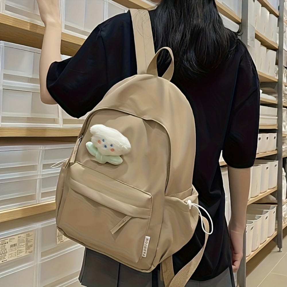 Korean Style Cute Shoulder Bag, Easy And Versatile Ins Student School Bag, Fashionable Solid Color Casual Nylon Backpack, for Teenager, For Teenager