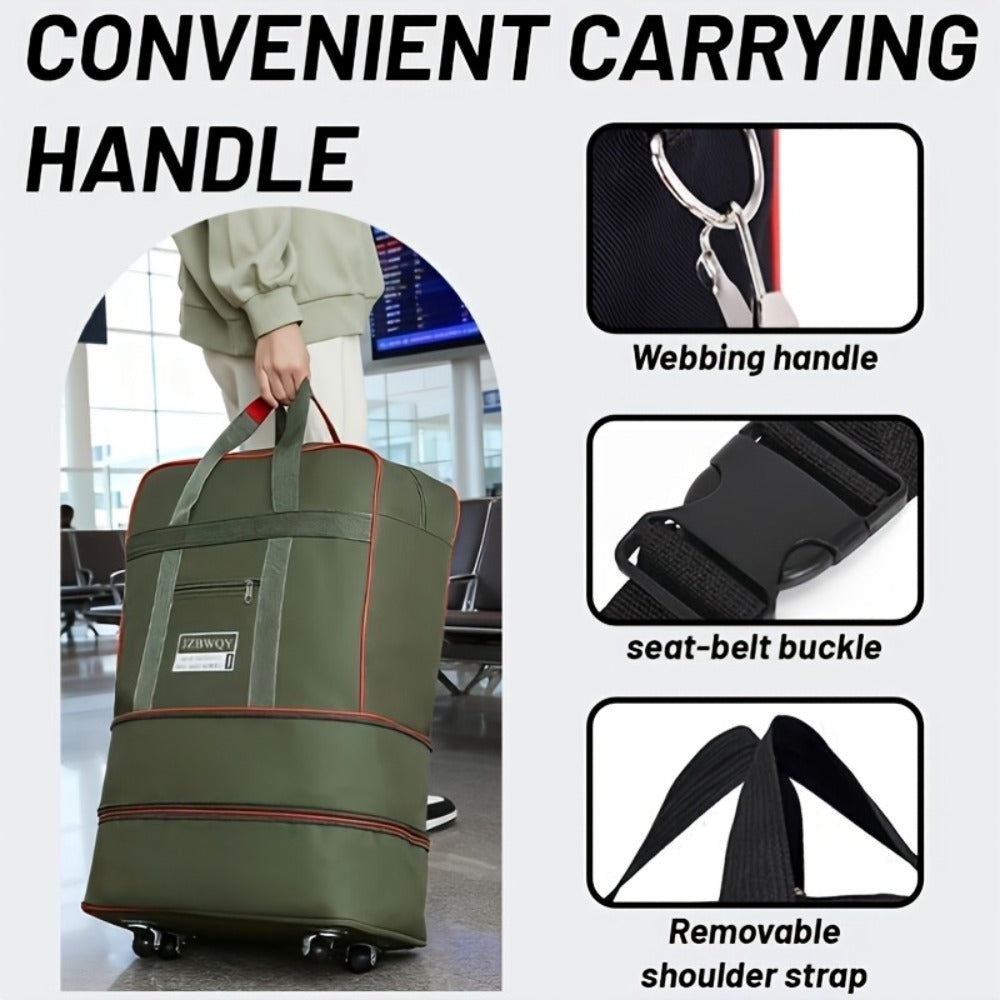 Three-Layer Foldable Luggage Bag, 29.06gal Large-Capacity Travel Bag with 6 Universal Wheels. Sturdy, Wear-Resistant And Super Large Capacity. A Must-Have for Travel, Moving And Studying Abroad