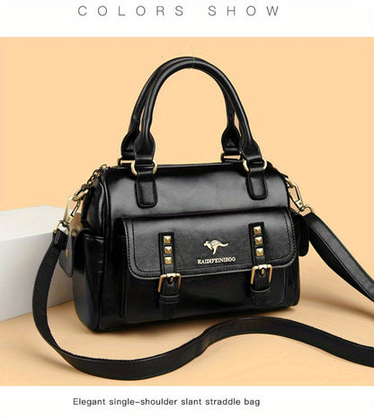 Women's Large Capacity PU Handbag & Crossbody Bag with Multi-Layer Pockets - Retro Style Handbags Suitable for Travel,, Shopping - Burgundy// - Zipper Closure & - Ideal Gift