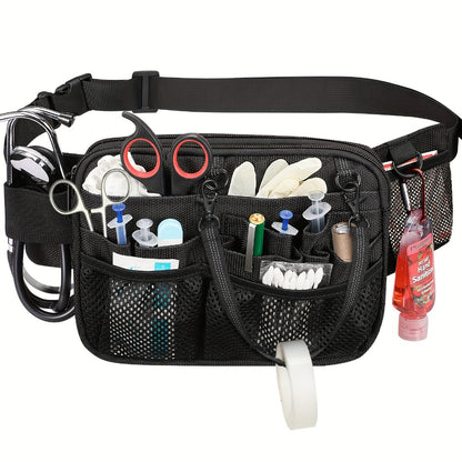 Nurse Belt Bag with Tape Holder, Multi Compartment Medical Gear Pocket Nursing Organizer Belt Bag, Apron Hip Bag Utility Waist Pack for Stethoscopes Bandage Scissors Medical Supplies