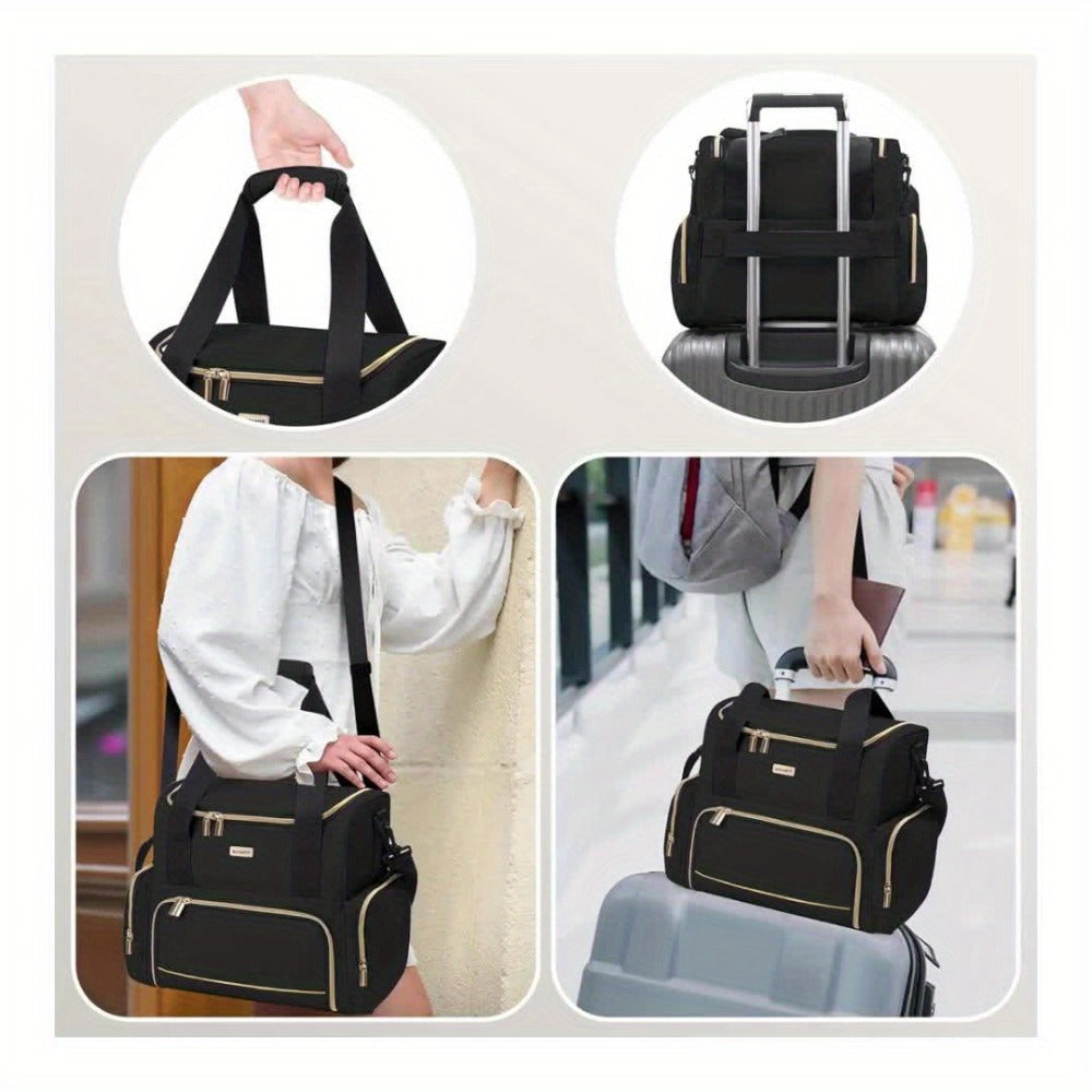 Large Makeup Cosmetic Bag with 2 Removable Case, Double Layer Travel Makeup Organizer Case, Travel Toiletry Bag for Women