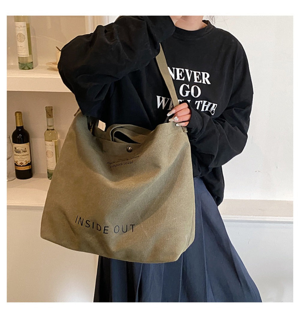 New Trendy Large Capacity Retro Shoulder Bag Female Student Portable Tote Bag Handbags for Women