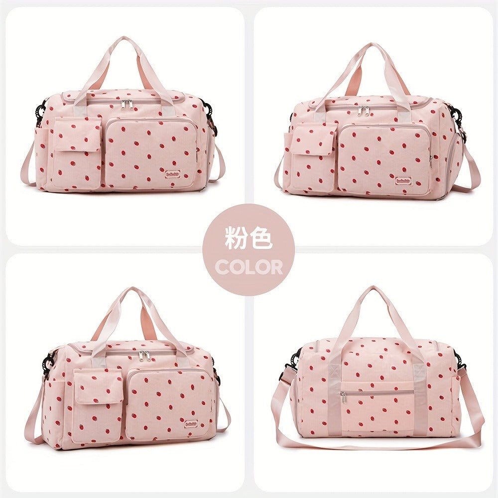 2pcs Checkered Travel Duffel Bag with Makeup Bag for Women Fordable Gym Bag Carry On Weekender Bag with Shoe Compartment