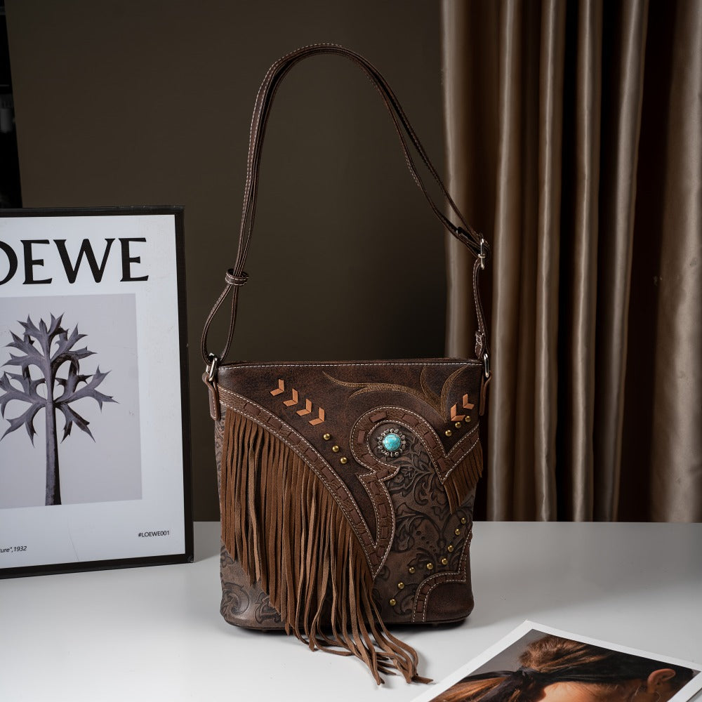 Western Style Women'S Fashion Tassel Crossbody Bag Handbag Women'S Wallet Rural Daily Use Shoulder Bag