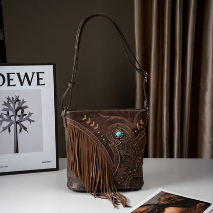 Western Style Women'S Fashion Tassel Crossbody Bag Handbag Women'S Wallet Rural Daily Use Shoulder Bag