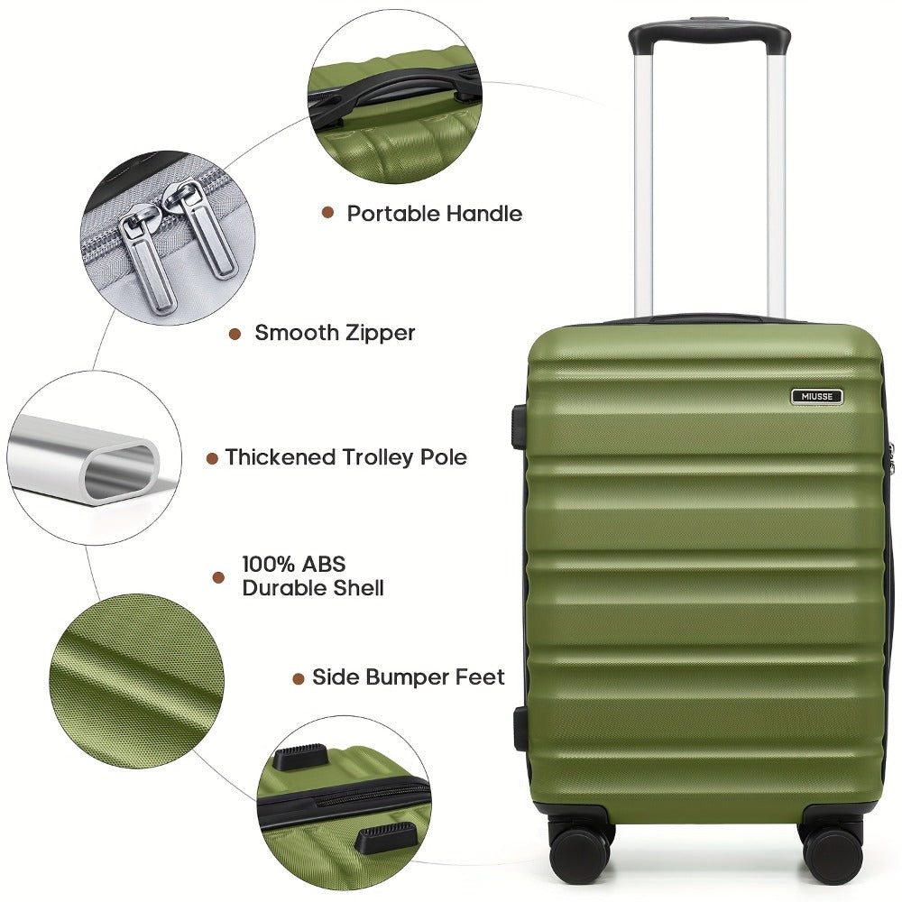 3pcss Luggage Set, Including A 20-inch Boarding Case With Swivel Wheels, A PC Hard-shell Luggage Set, Equipped With A TSA Lock And YKK Zippers, A Durable Boarding Case, And A Men'S Travel Backpack (beige, 3pcss Set (20-inch))
