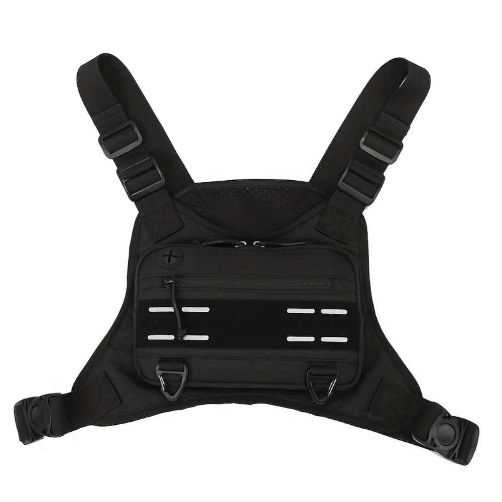 [Tactical Chest Bag] Men's Tactical Chest Bag - Lightweight Adjustable EDC Running Chest Pack - Multi-Pocket Outdoor Vest for Running, Hiking, Cycling & Exercise - EVA Breathable Material - Unisex Sports Chest Pouch for Outdoor Activities