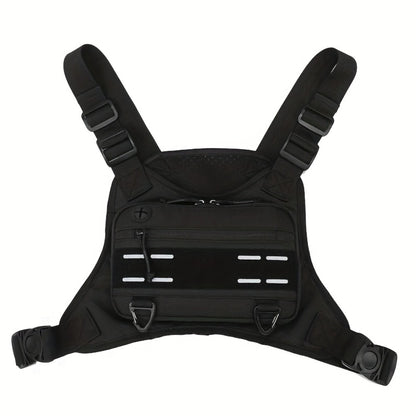 [Tactical Chest Bag] Men's Tactical Chest Bag - Lightweight Adjustable EDC Running Chest Pack - Multi-Pocket Outdoor Vest for Running, Hiking, Cycling & Exercise - EVA Breathable Material - Unisex Sports Chest Pouch for Outdoor Activities