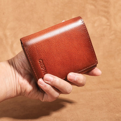 Men's Top-Grain Cowhide Wallet with 3 ID Windows Display, RFID Blocking Protection Vintage Wallets for Man Multi Functional Credit Card Holder Money Clips Perfect Holiday Gift for Him