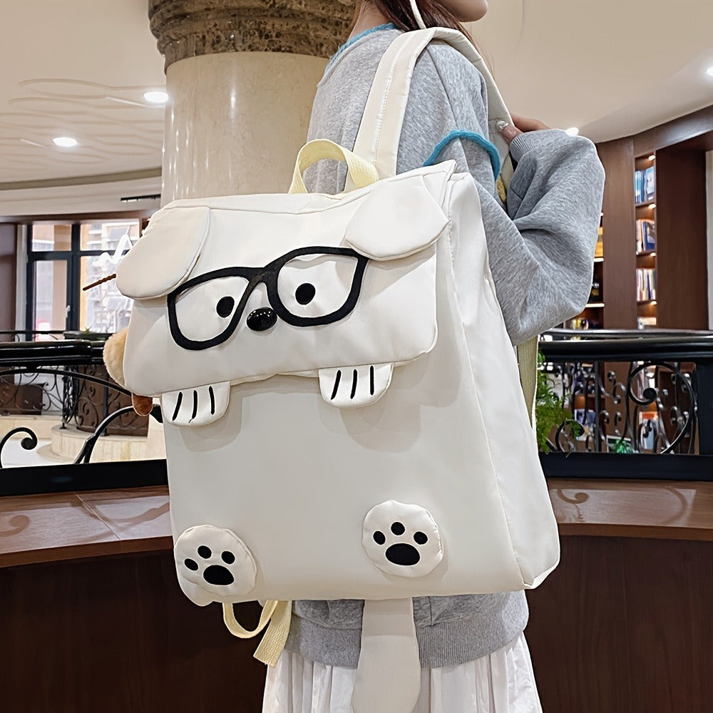 Women'S Cute Card Print Dog Backpack - Lightweight Laptop Bag with Adjustable Strap, Zipper Closure & Tablet Compartment, & Puppy Design, Casual College Student Daily Commuter Backpack, Backpack For School, Playful Design, Durable Zipper Closure