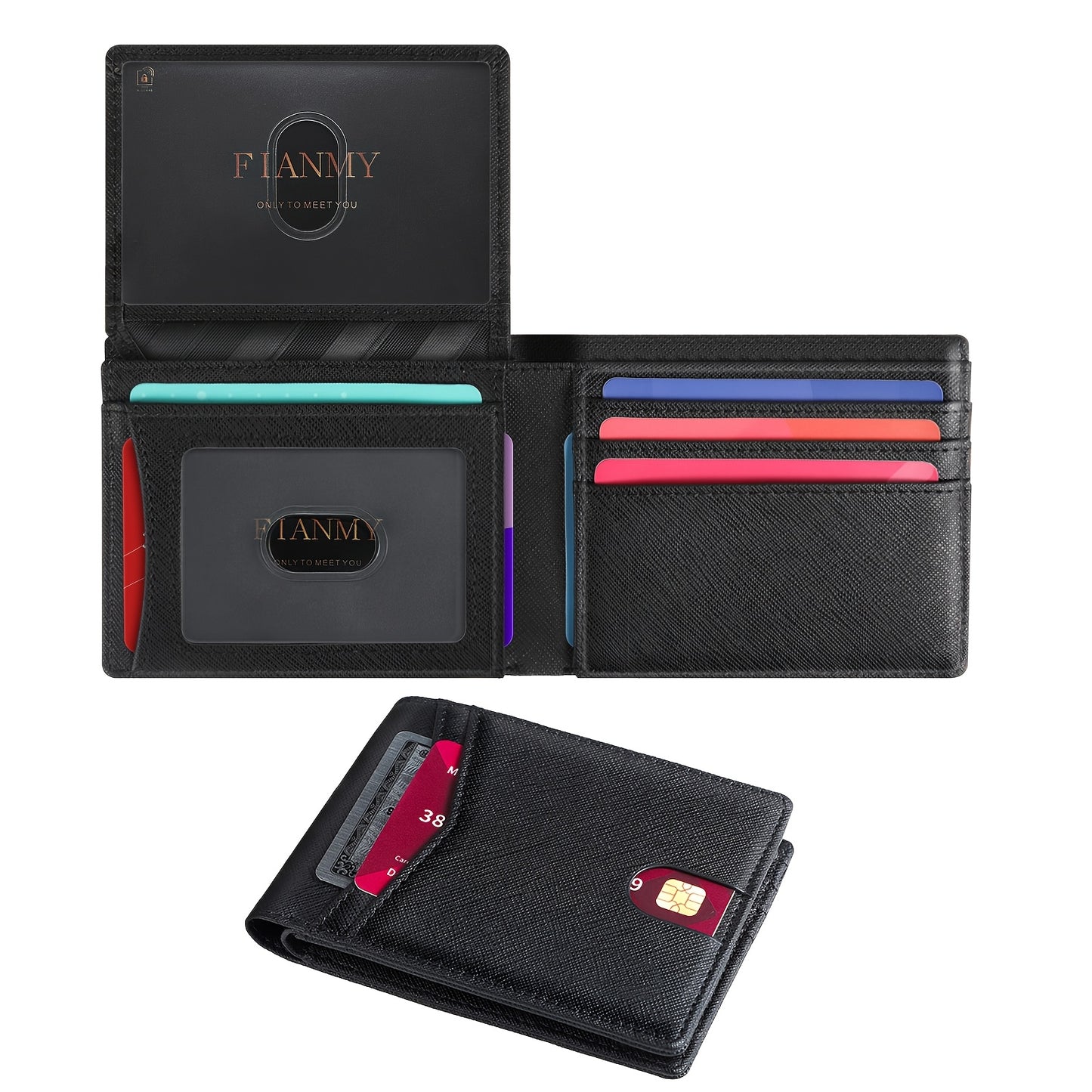 1pc Men's Wallet, Fashion Carbon Fiber & Crosshatch Design, Multiple Colors, Stylish & Slim Bifold, Casual Business Gift for Men