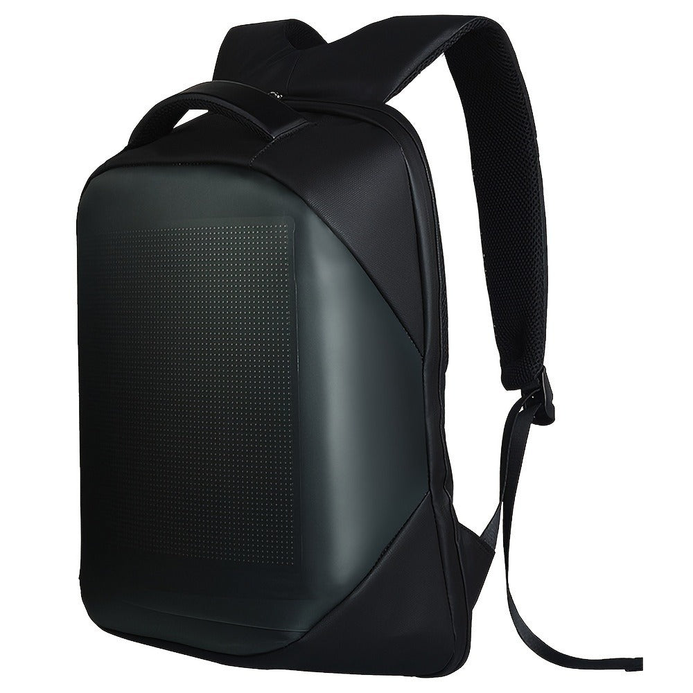 LED Baseball-Themed Backpack with Pixel Display - Nylon, Casual Style, USB Charging, App Control, Adjustable Straps for Daily Commute & Leisure - Bright Yellow with Black Accents, Adjustable Backpack|Gaming Accessory|Usb Powered Bag