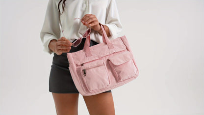 2pcs Set Women's Crossbody Bag: Stylish Corduroy Laptop Tote & Multi-Functional Shoulder Messenger Purse - Large Capacity Work Travel Gym Hobo Handbag