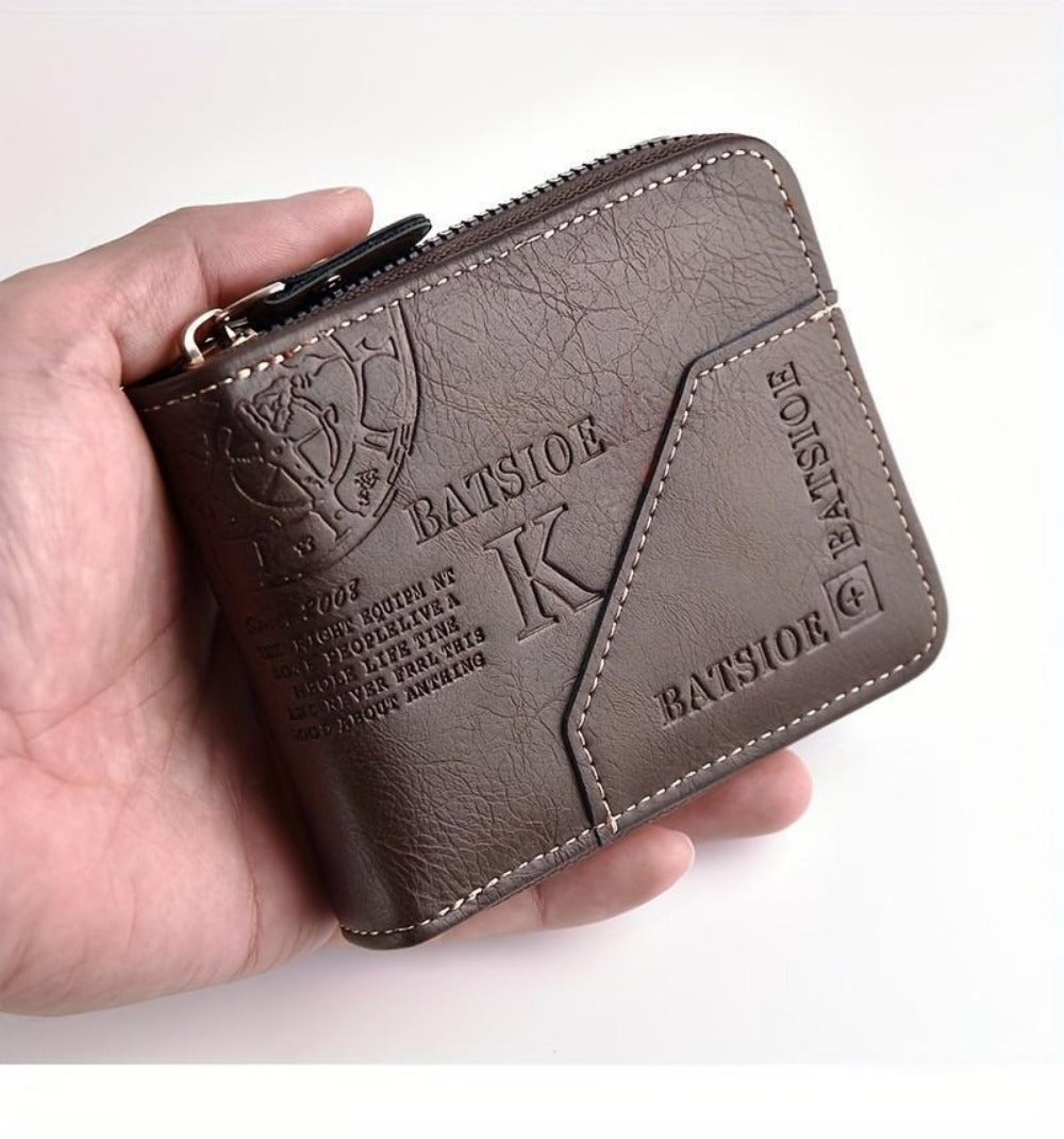Men's Wallet – 3 Colors, Retro Embossed Zipper Faux Leather | Bag Vero – detail view 15
