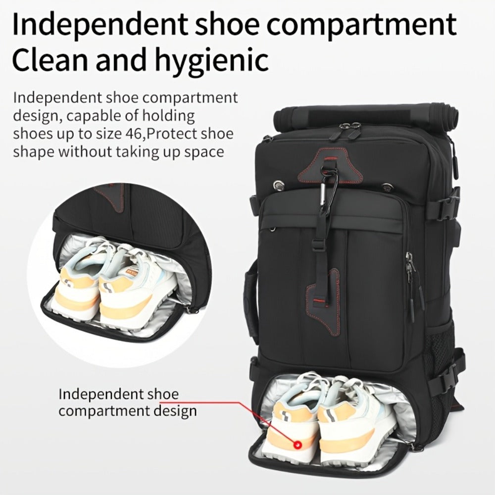 Travel Backpack, Portable Backpack, Large Capacity Duffel Bag Men's Outdoor Expandable Convertible Boarding Duffel Backpack, Black 21.13gal Hiking Bag, Fit 17 Inch Laptop, Suitable for Outdoor Travel Work Business
