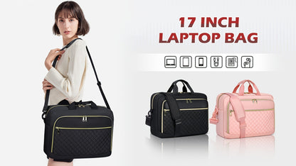 NEWHEY 17.3-Inch Laptop Briefcase for Men And Women, Large Shoulder Messenger Bag for Business, Office, And College, in Black