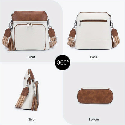 Soft Faux Leather Crossbody Bag for Women, Boho Chic Messenger Purse with Decorative Tassel, Shoulder Bag for Travel, Shopping And Weekend Adventures
