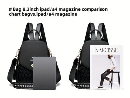 Trendy Urban Fashion Women'S Backpack - High-grade Texture And Pattern Design, Elegant And Practical, Golden Hardware Embellishment, Suitable For Commuting, Leisure, Travel, Ideal Holiday Gift