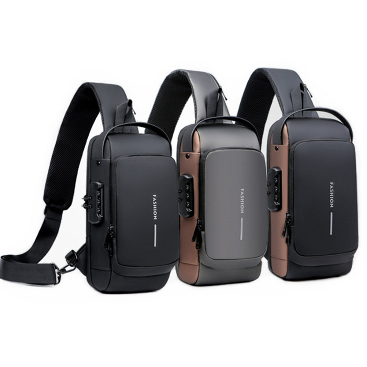 Waterproof Oxford Cloth Shoulder Bag Chest Bag Crossbody Sports Backpack Password Lock Anti-theft Suitable For Outdoor Waybill Daily Travel