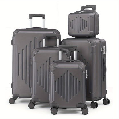 5pcs Luggage with Corner Protectors, 12/ 16/ 20/ 24/ 28-Inch, Durable Hard Shell, 360 Spinner Wheels, with TSA Lock, Multifunctional Large Capacity, Lightweight Travel Suitcase