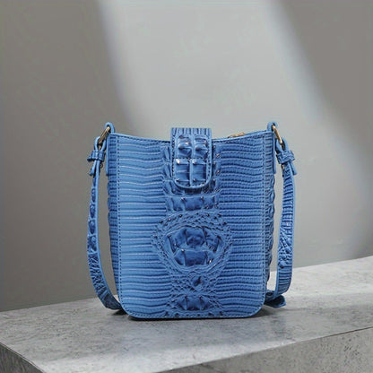 Crocodile Embossed Women's Synthetic Leather Satchel Purse- Elegant Women's Crossbody Bag with Secure Zip Closure & Durable Polyester Lining
