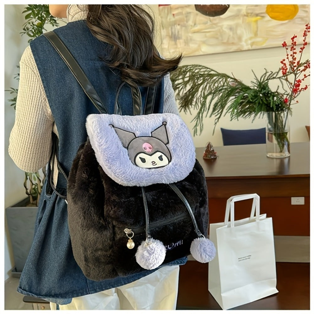 (Authorized) 1 Sanrio Cartoon Hello Kitty, Black Rice And Other Pattern Shoulder Bags, Sweet And Cute Women's Backpacks