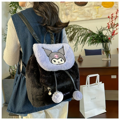 (Authorized) 1 Sanrio Cartoon Hello Kitty, Black Rice And Other Pattern Shoulder Bags, Sweet And Cute Women's Backpacks