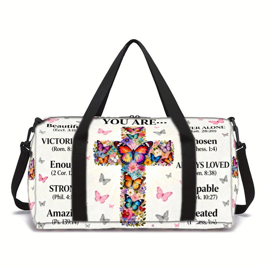 Bible Encourage Yourself Prints Machine Washable for Gym Large Capacity with Side/ Inner Pockets Unisex Fitness Yoga Bag - Durable Polyester Suitcase-Fixable Travel Daily Use (Great Gift) Adjustable Strap