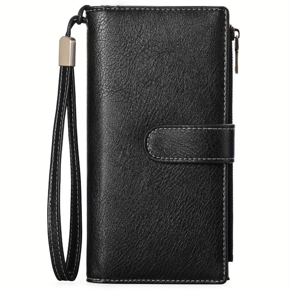 Ladies' Wallet Featuring a Double Zipper Compartment, Designed for RFID Protection, Serves As a Card Holder And Clutch Bag, Equipped with Numerous Card Slots, Ample Storage Space, Includes a Wrist Strap And Comes in a Gift Box