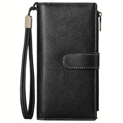 Ladies' Wallet Featuring a Double Zipper Compartment, Designed for RFID Protection, Serves As a Card Holder And Clutch Bag, Equipped with Numerous Card Slots, Ample Storage Space, Includes a Wrist Strap And Comes in a Gift Box