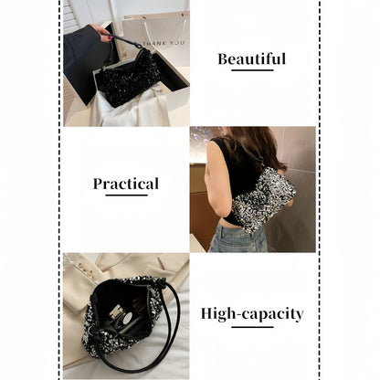 Sequined Women'S Shoulder Bag, Sequined Fashionable Women'S Handbag with Shoulder Strap. A Stylish Women'S Bag with a Strong. Large Capacity, with Zipper, Suitable for Various Occasions - Very Eye-Catching