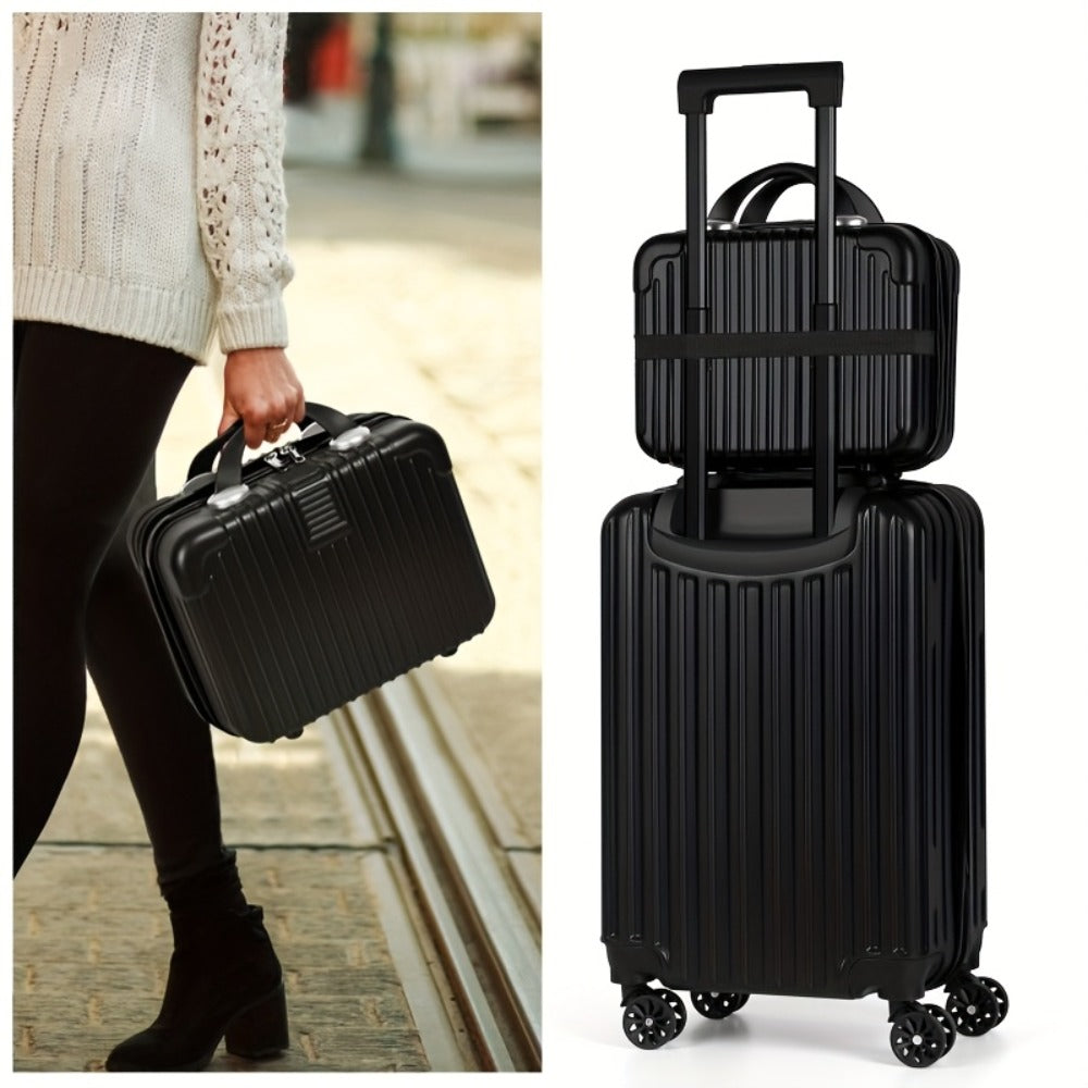 2pcs Hardside Luggage Set 20In Carry-On And 14In Bag, Spinner Wheels, TSA Approved Lock, Hooks, for Short Trips And Business Travel