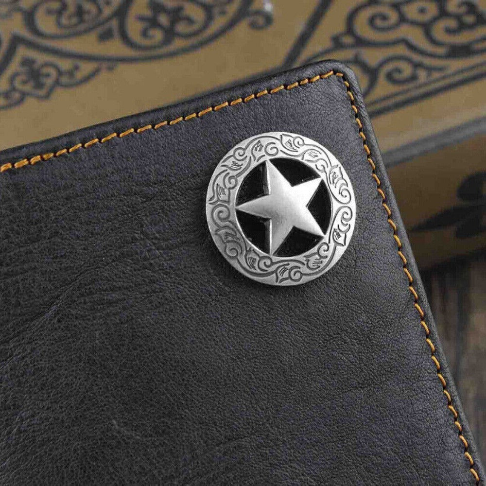 Biker Rock Star Concho Mens Card Money Leahter Wallet With safe pants Chain