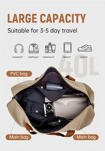 Lightweight Women'S Travel Tote Bag, Weekend Overnight Carry-On Gym Bag with Wet Pocket for Travel And Fitness