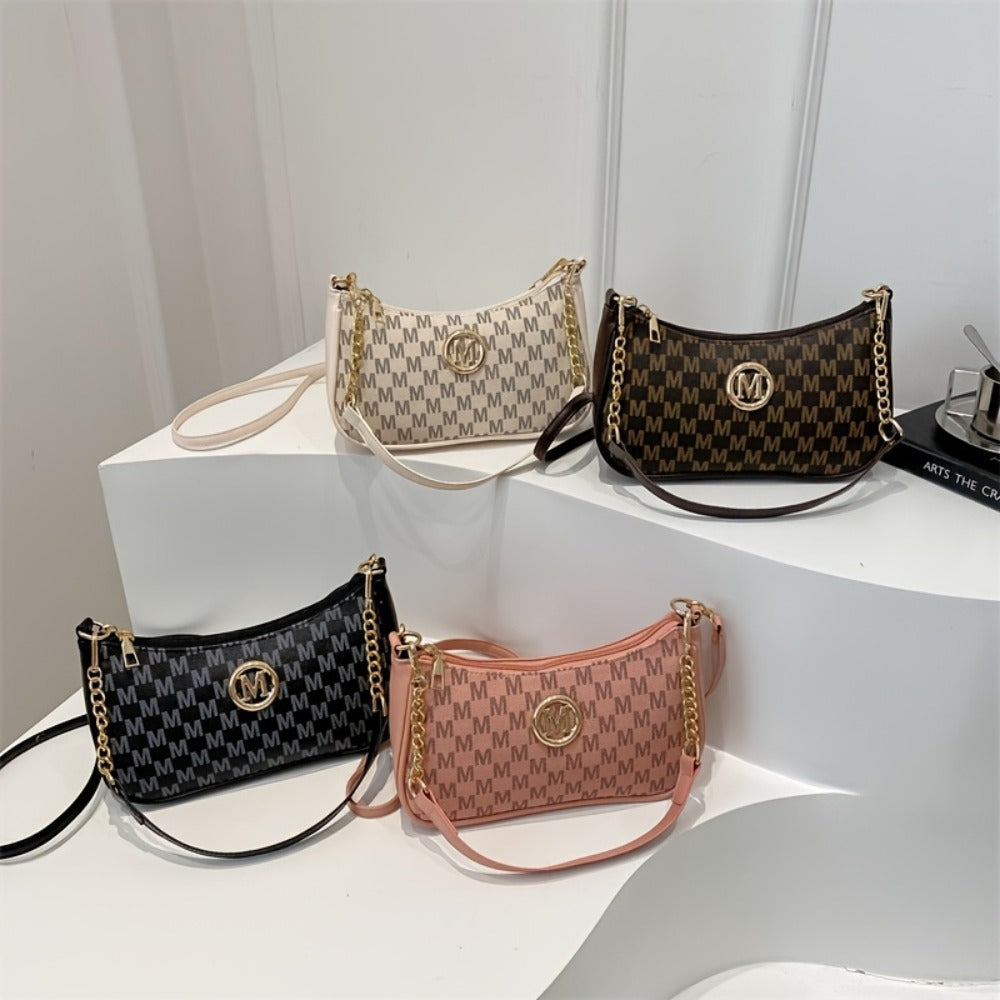 Ladies' Small Bags, Armpit Shoulder Bags, New Trendy Fashion Single Shoulder Bags, Hand-held Bags, Crossbody Bags, Autumn And Winter Styles, Retro Printed Trendy Simple Bags, Women's Metal High-end Texture Handbags, Crossbody Bags, Holiday Gifts