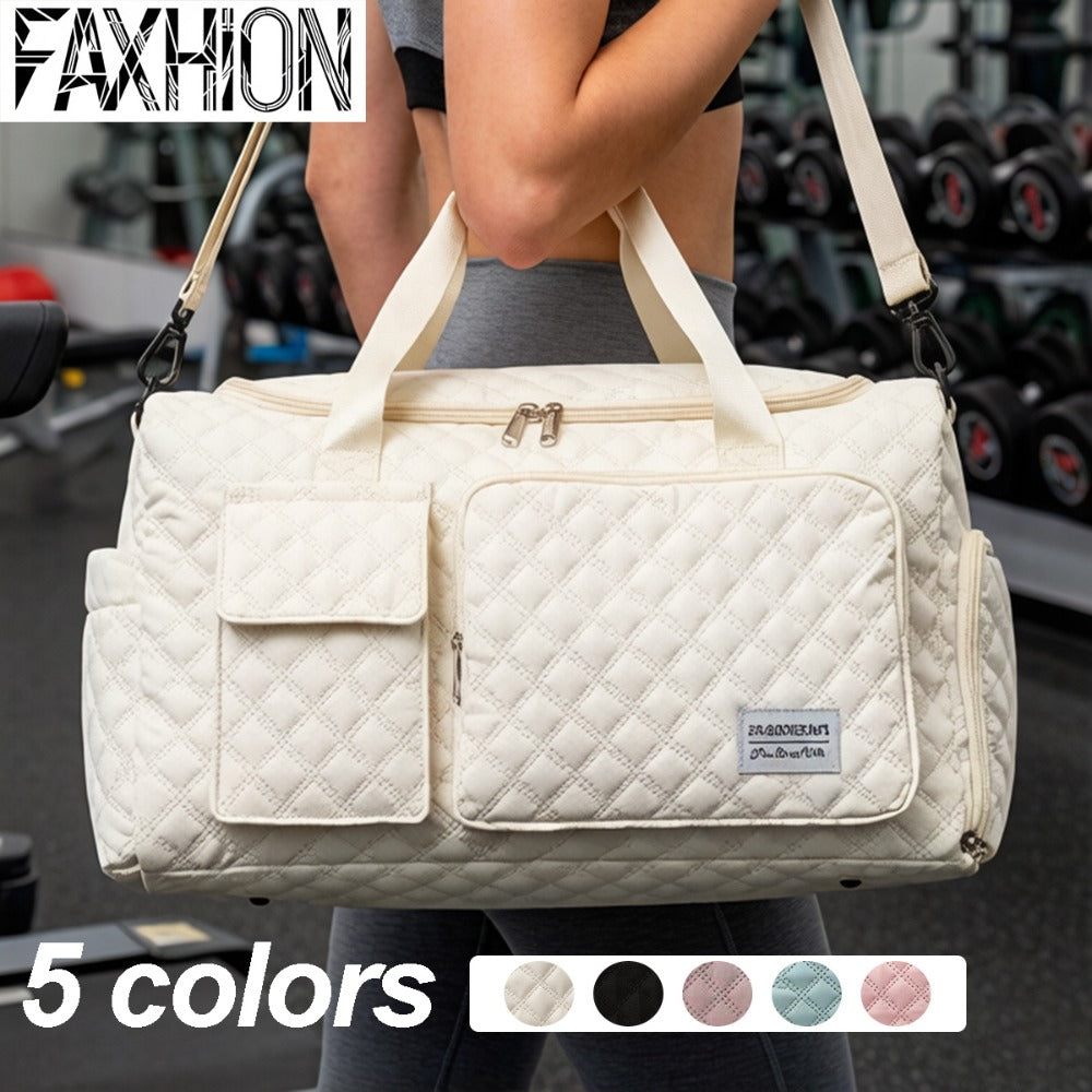 FAXHION Travel Gym Bag, Diamond Pattern, Portable Large Capacity, Sturdy And Durable, Can Be Carried by Hand Or Worn on The Shoulder, Easy And Stylish