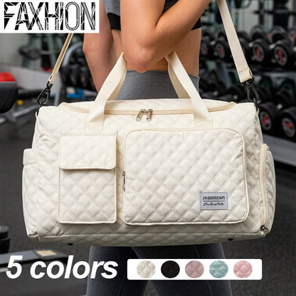 FAXHION Travel Gym Bag, Diamond Pattern, Portable Large Capacity, Sturdy And Durable, Can Be Carried by Hand Or Worn on The Shoulder, Easy And Stylish