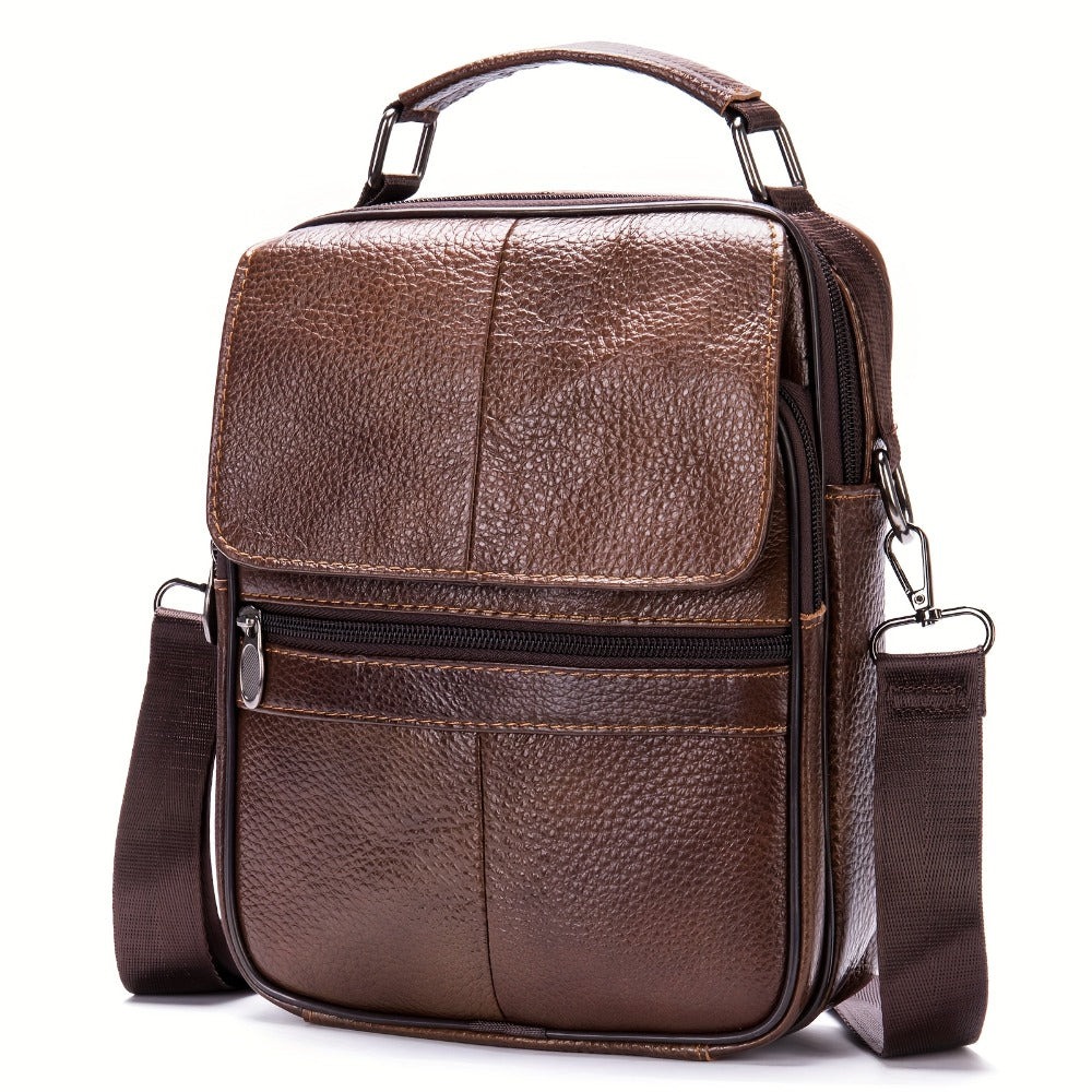 Genuine Leather Top Layer Cowhide Men's Business Crossbody Bag - Fashionable Shoulder Bag, Large Capacity Wallet - For Men - Suitable for Work & Travel - Perfect Gift for Business Professionals