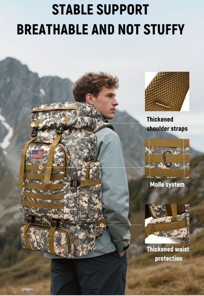 Outdoor Camouflage Backpack Set Hiking Camping Travel Bag Large Multi-Pocket Chest Sling Bag Adjustable Durable Sports Gear Unisex