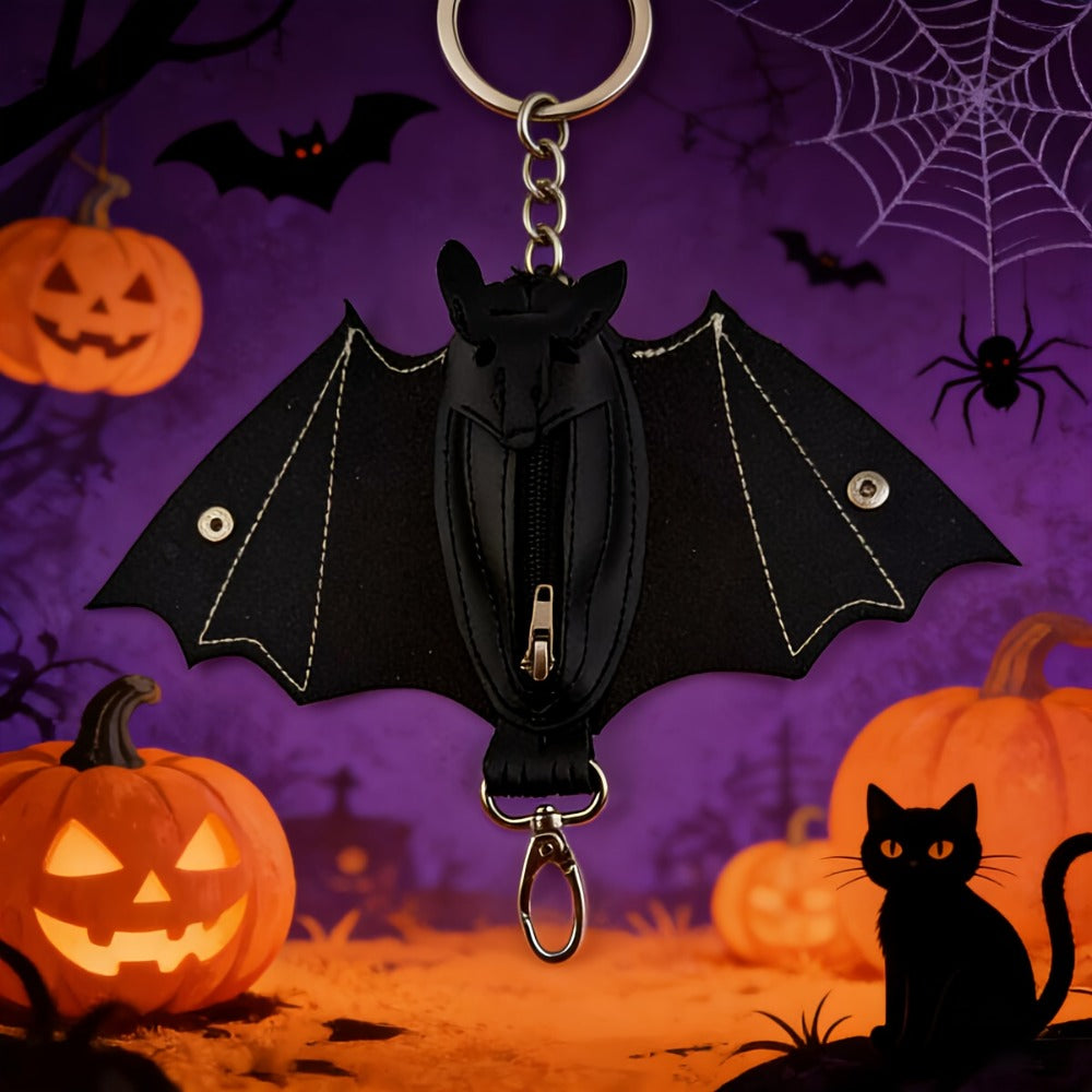 Gothic-style Synthetic Leather Bat Coin Purse And Key Storage Case - A Convenient Wallet for On-the-go Use - A Distinctive Crossbody Bag Perfect for Travel, Photography, Makeup, Or As A Gift