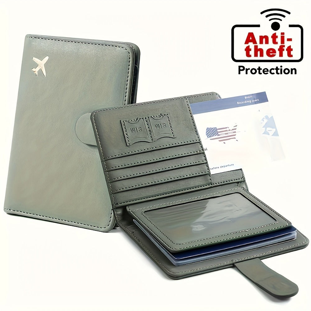RFID Blocking -Theft Passport Holder Suitable for Women & Men - ic Closure Travel Wallet with Card Slots, Compact Passport Cover, -Skimming for Airports & Train Stations (Daily Use)