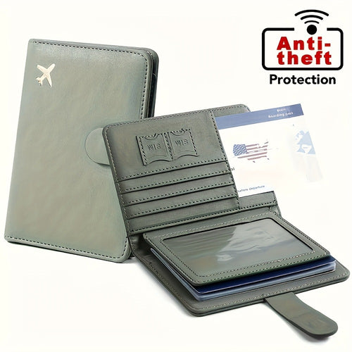 RFID Blocking -Theft Passport Holder Suitable for Women & Men - ic Closure Travel Wallet with Card Slots, Compact Passport Cover, -Skimming for Airports & Train Stations (Daily Use)