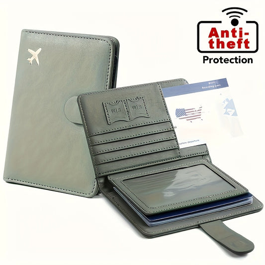 RFID Blocking -Theft Passport Holder Suitable for Women & Men - ic Closure Travel Wallet with Card Slots, Compact Passport Cover, -Skimming for Airports & Train Stations (Daily Use)