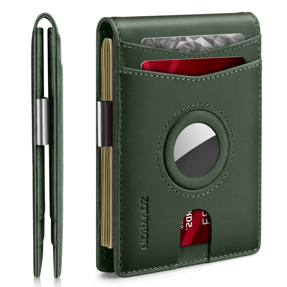 AirTag Leather Wallet for Men, Men's Leather Bifold Wallet, RFID Blocking with ID Window & Cash Slot, Gift Box Ready, Gift Wallet for Dad (Air Tag Not Included)