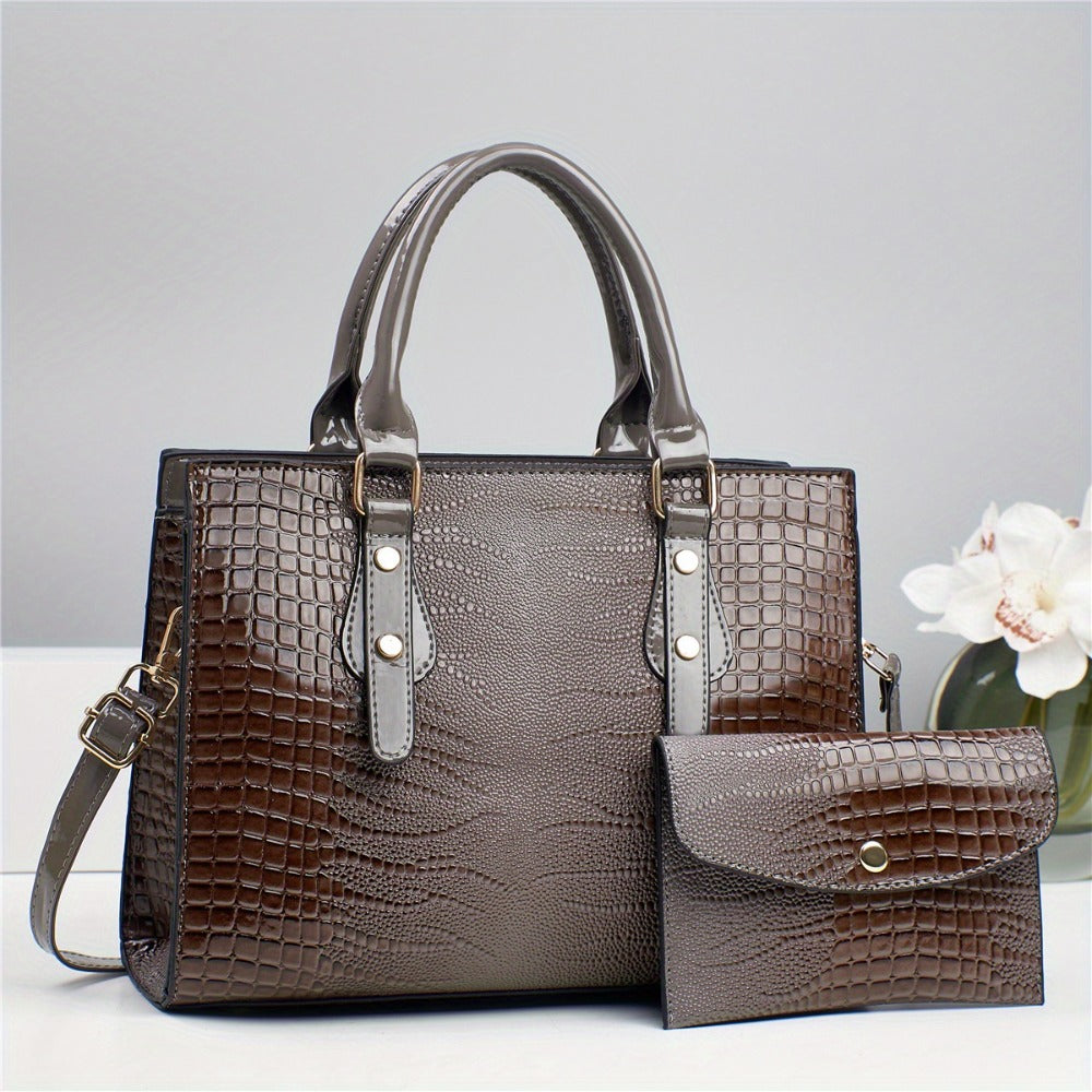 [Elegant Shoulder Bag] 2pcs Set PU Elegant Women's Shoulder Bag, Large Capacity Women's Crossbody Bag, Handbag