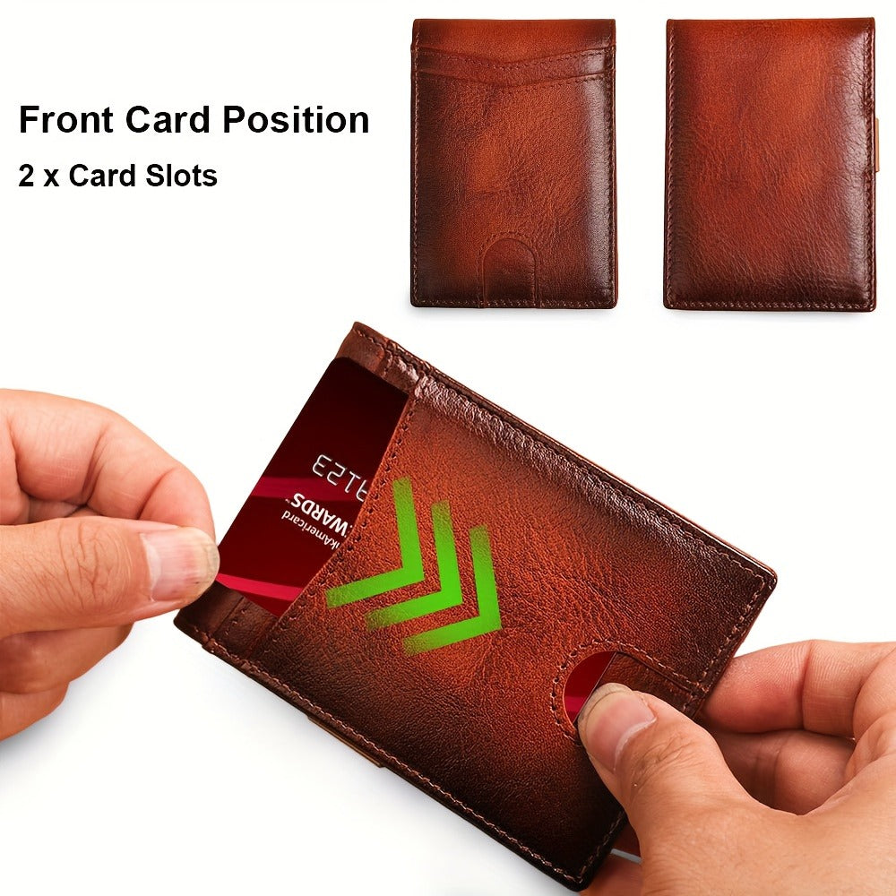 CIEPHIA Genuine Leather RFID Blocking Wallet - Slim Retro Bifold with Front Pocket & for id Slot, 12-Card Holder Suitable for ID, Credit Cards, Cash, Driver' License Holder, Minimalist Gift for Everyday Carry