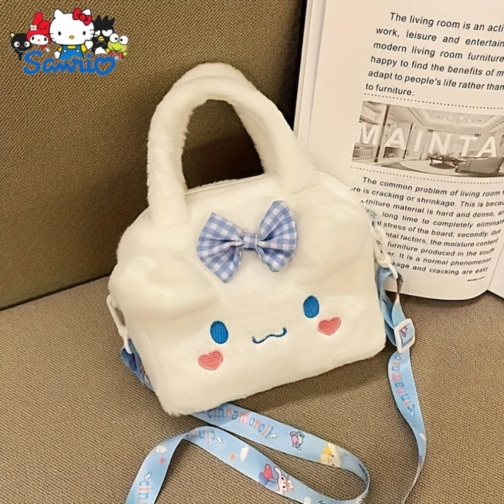 1pc Sanrio Hello Kitty, Kuromi, My Melody & Cinnamon Dog Plush Tote Bag/Shoulder Wallet - Cute Anime Kawaii Handbag with Soft Cushion, Detachable Strap & Zipper Closure, Sweet Style for,, (Gift)