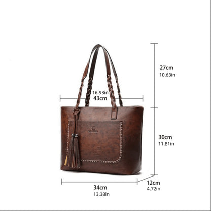 2026 Women, New Minimalist Women's Bag, Shoulder Bag with Tassel Decoration, Large-capacity Handbag.